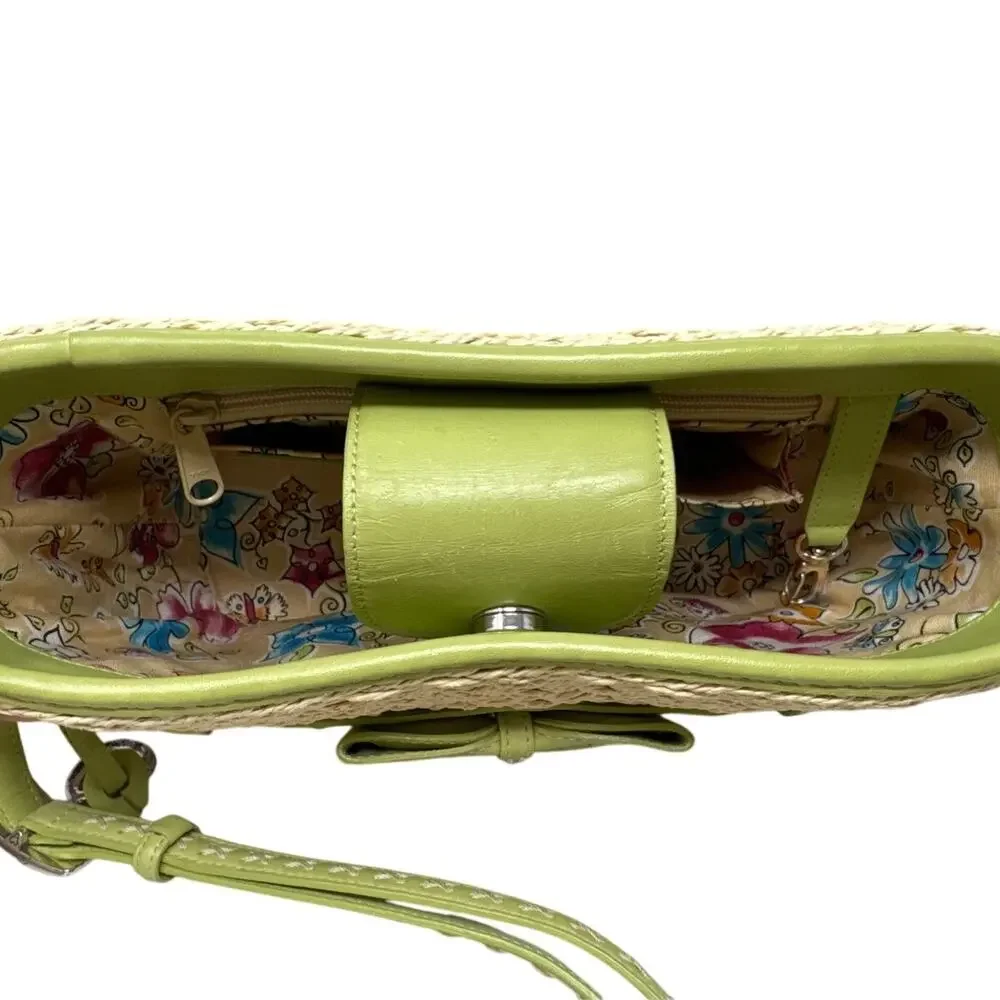 Brighton Ellery Lime Straw Crossbody Bag Heart Charm H70501 w Box
